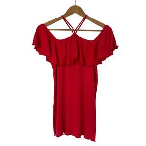 Chaser Women’s Size Medium Red Halter Off the Shoulder Lightweight Knit Top New